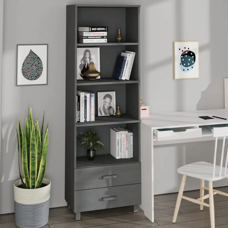 Hoge kast van massief grenenhout voor uw interieur - Donkergrijs / 1 - Dressoirs & buffetkasten