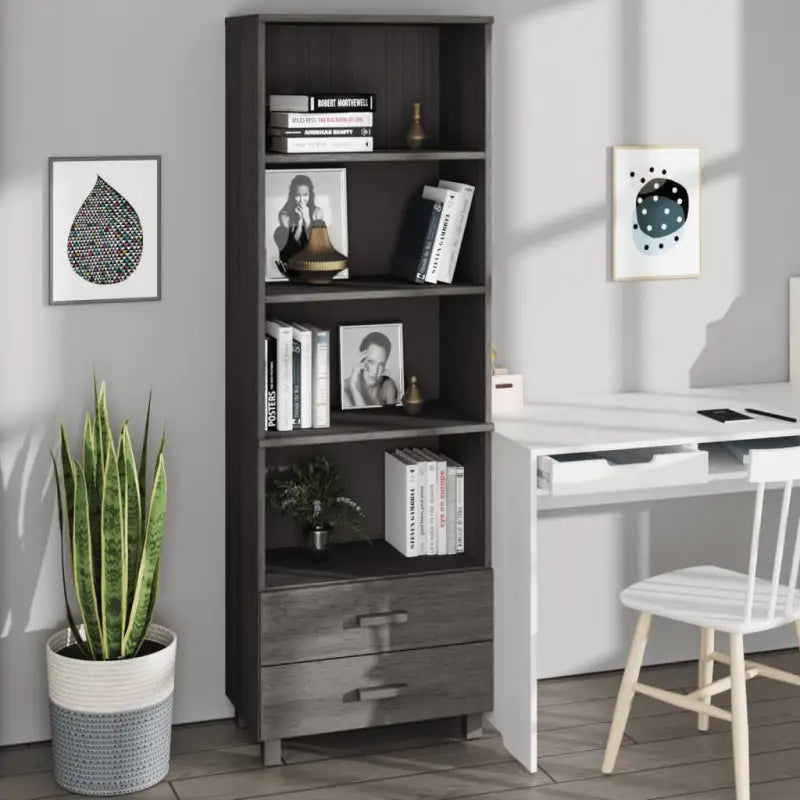 Hoge kast van massief grenenhout voor uw interieur - Lichtgrijs / 1 - Dressoirs & buffetkasten