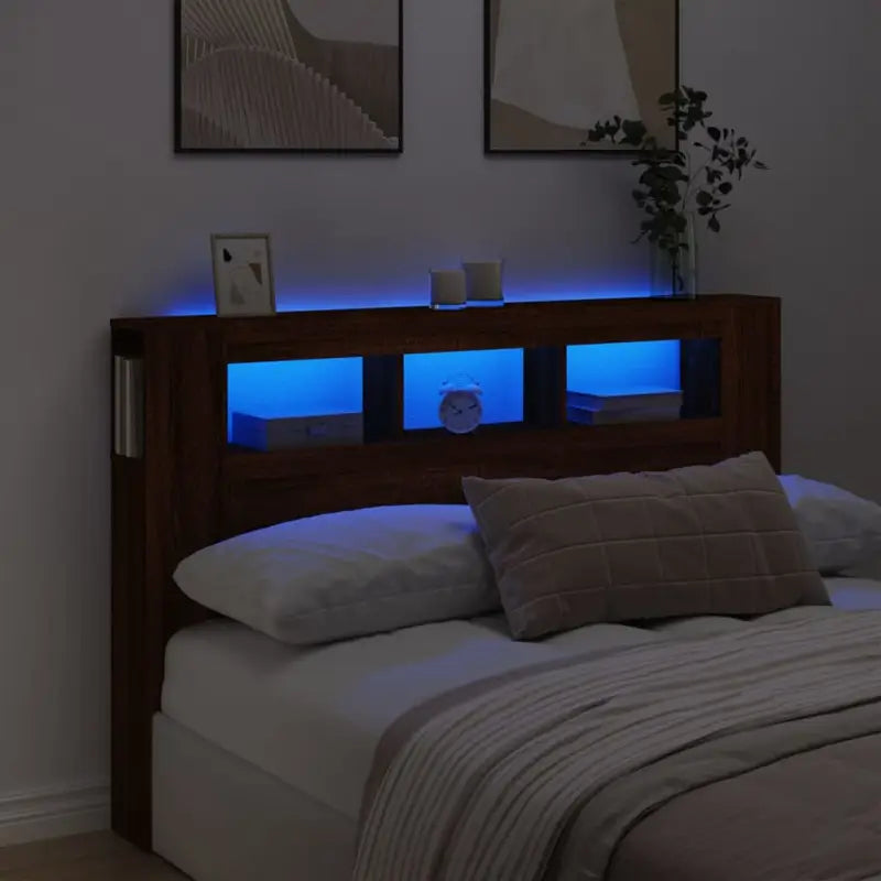 Hoofdbord en voetbord in bewerkt hout grijs Sonoma voor moderne slaapkamers - bruin eikenkleur / 160 x 103.5 cm / 1