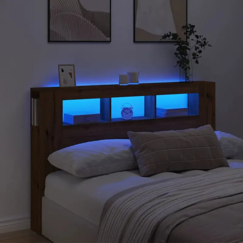 Hoofdbord en voetbord in bewerkt hout grijs Sonoma voor moderne slaapkamers - artisanaal eikenkleurig / 160 x 103.5 cm