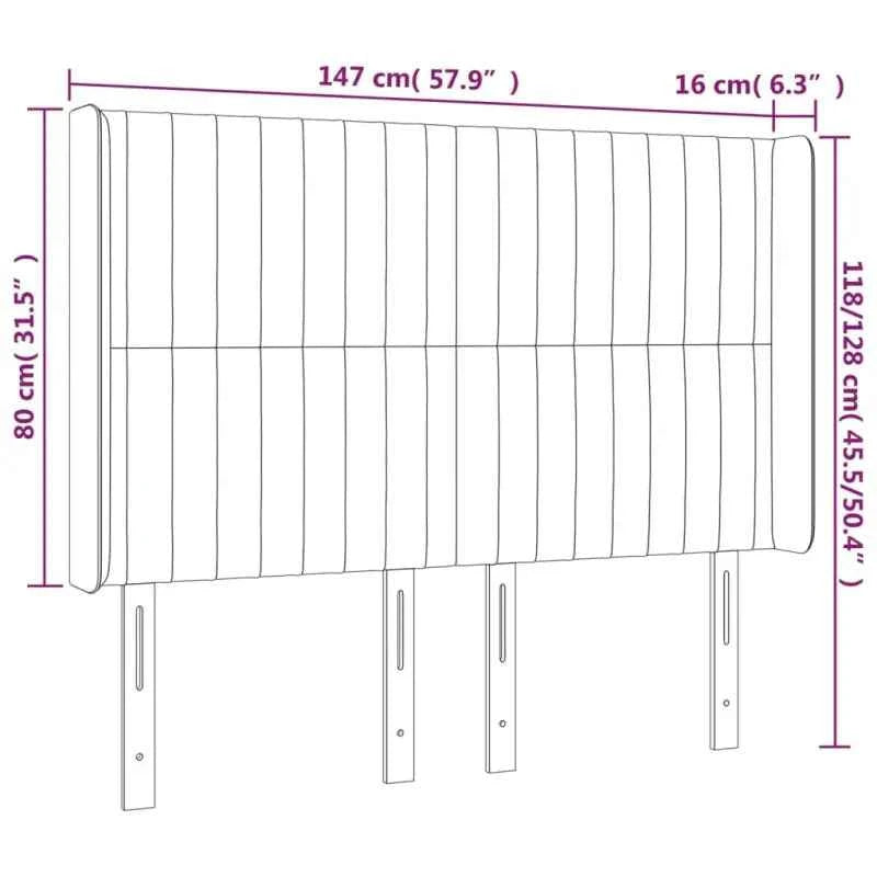 Hoofdbord en voetbord in fluweel levering bevat 147x16x118