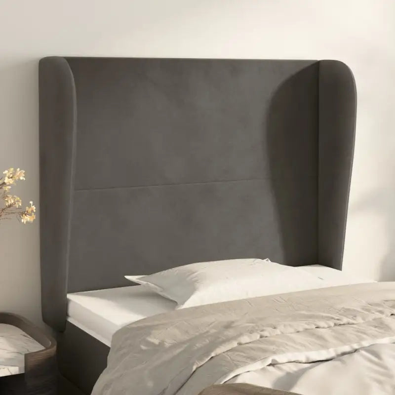 Hoofdbord en voetbord in fluweel levering bevat slimme slaapkamerstijl - Donkergrijs / 103 x 23 x 118/128 cm / 1