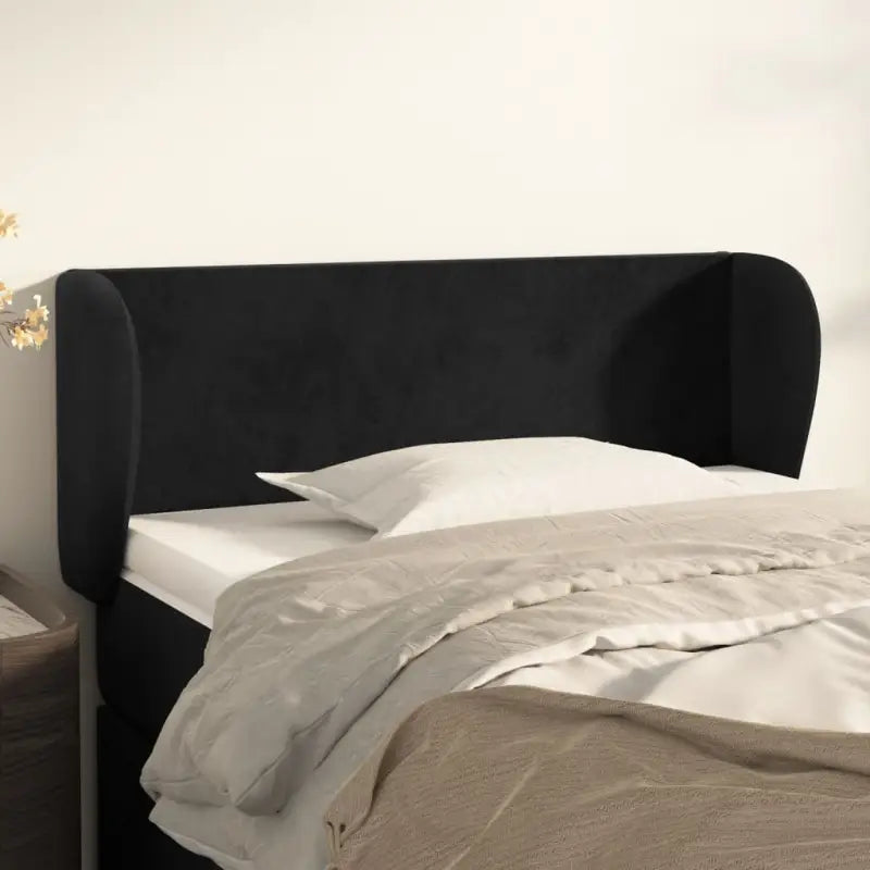 Hoofdbord en voetbord in fluweel levering bevat slimme slaapkamerstijl - Zwart / 83 x 23 x 78/88 cm / 1 - Hoofdborden