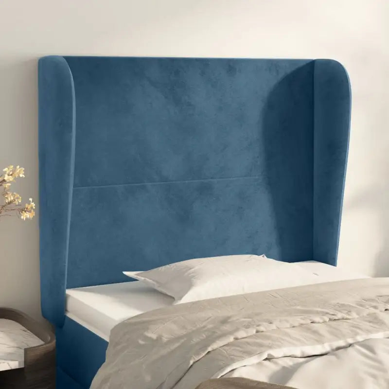 Hoofdbord en voetbord in fluweel levering bevat slimme slaapkamerstijl - Donkerblauw / 93 x 23 x 118/128 cm / 1