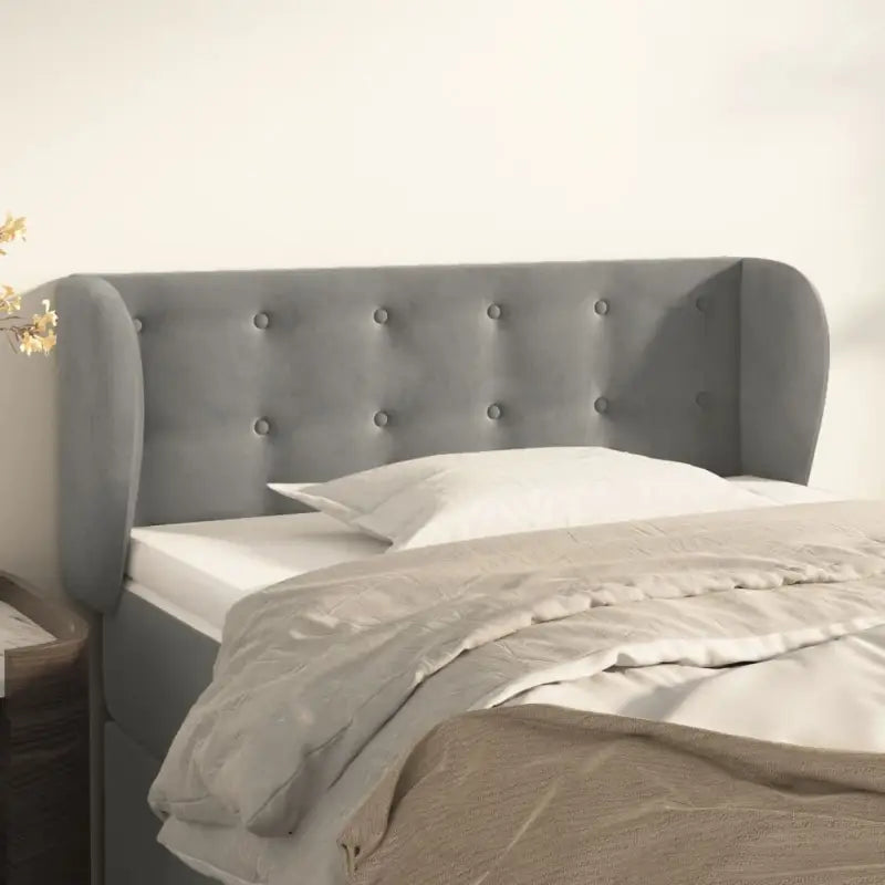 Hoofdborden en voetborden levering bevat luxe fluweel voor elke slaapkamer - Lichtgrijs / 83 x 23 x 78/88 cm / 1