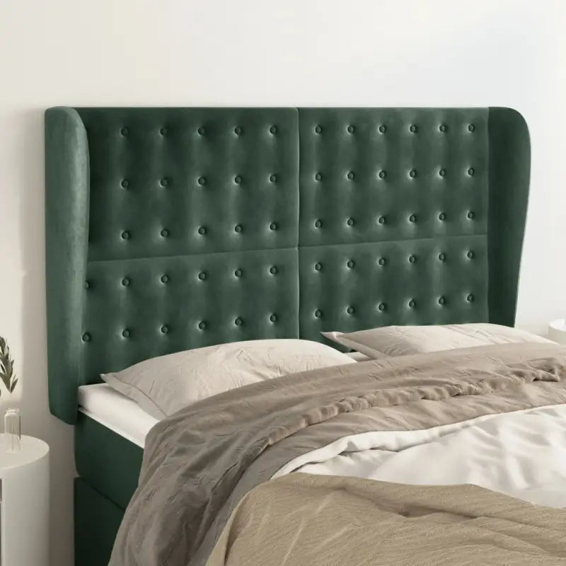 Hoofdborden en voetborden levering bevat luxe fluweel voor elke slaapkamer - Donkergroen / 147 x 23 x 118/128 cm / 1