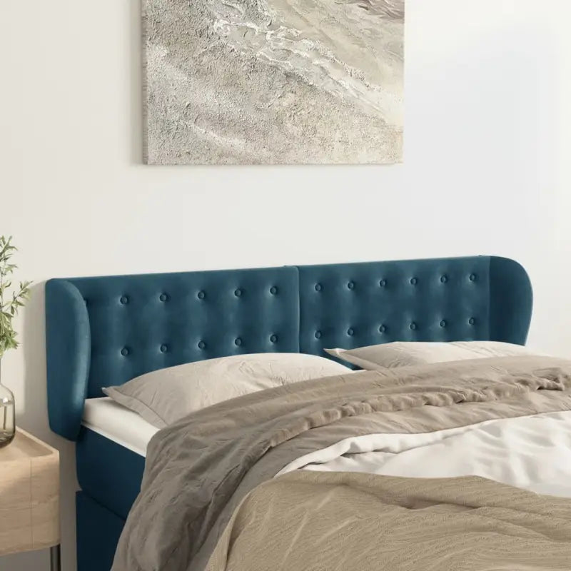 Hoofdborden en voetborden levering bevat luxe fluweel voor elke slaapkamer - Donkerblauw / 147 x 23 x 78/88 cm / 1