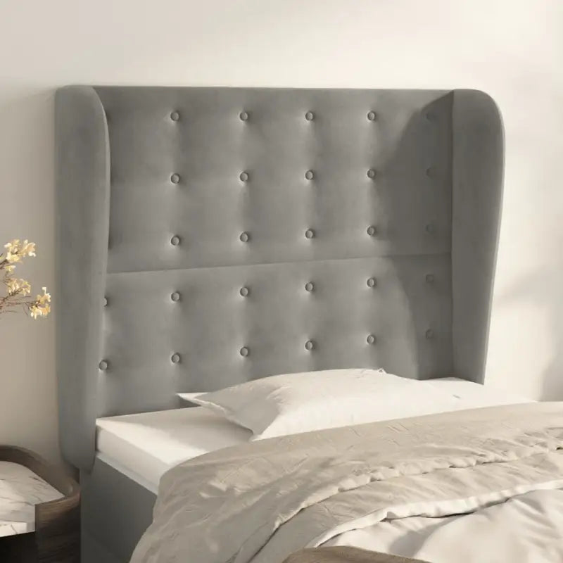 Hoofdborden en voetborden levering bevat luxe fluweel voor elke slaapkamer - Lichtgrijs / 83 x 23 x 118/128 cm / 1