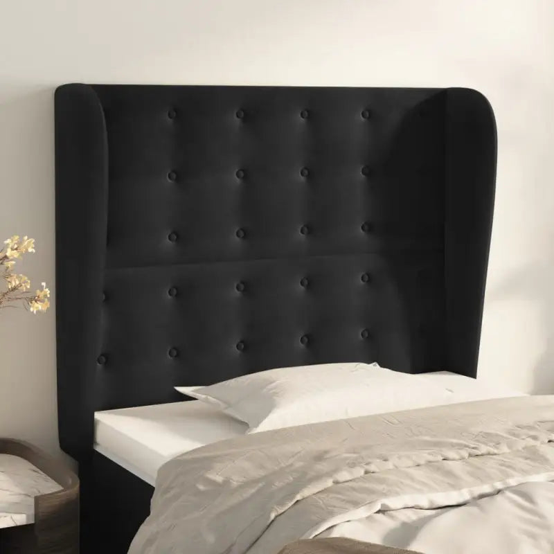 Hoofdborden en voetborden levering bevat luxe fluweel voor elke slaapkamer - Zwart / 83 x 23 x 118/128 cm / 1