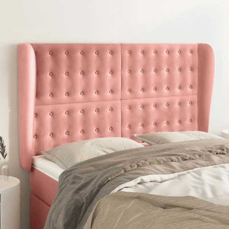 Hoofdborden en voetborden levering bevat luxe fluweel voor elke slaapkamer - Roze / 147 x 23 x 118/128 cm / 1