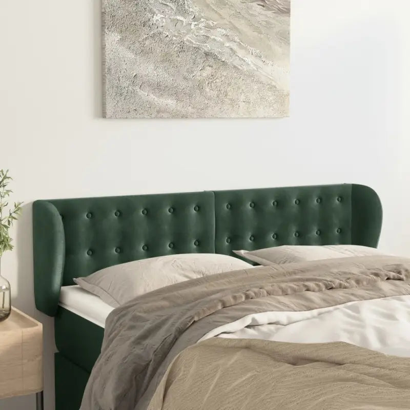 Hoofdborden en voetborden levering bevat luxe fluweel voor elke slaapkamer - Donkergroen / 147 x 23 x 78/88 cm / 1