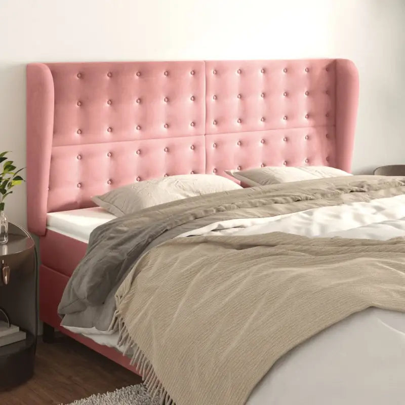 Hoofdborden en voetborden levering bevat luxe fluweel voor elke slaapkamer - Roze / 183 x 23 x 118/128 cm / 1