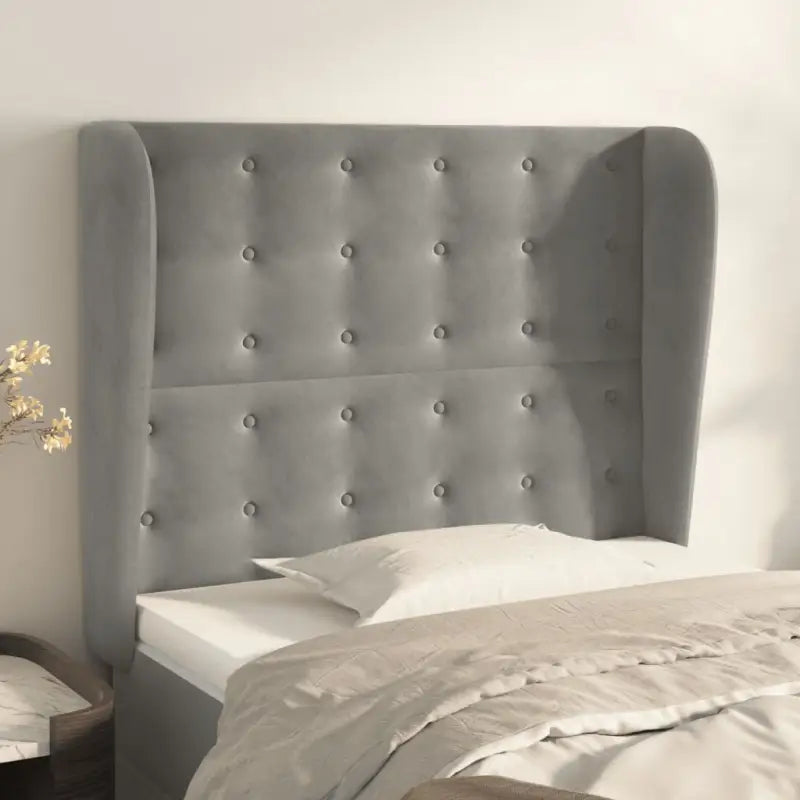 Hoofdborden en voetborden levering bevat luxe fluweel voor elke slaapkamer - Lichtgrijs / 93 x 23 x 118/128 cm / 1