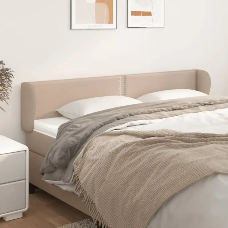Hoofdborden en voetborden levering bevat met duurzaam glanzend kunstleer - Cappuccino / 203 x 23 x 78/88 cm / 1