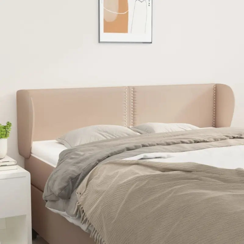 Hoofdborden en voetborden levering bevat met duurzaam glanzend kunstleer - Cappuccino / 147 x 23 x 78/88 cm / 1