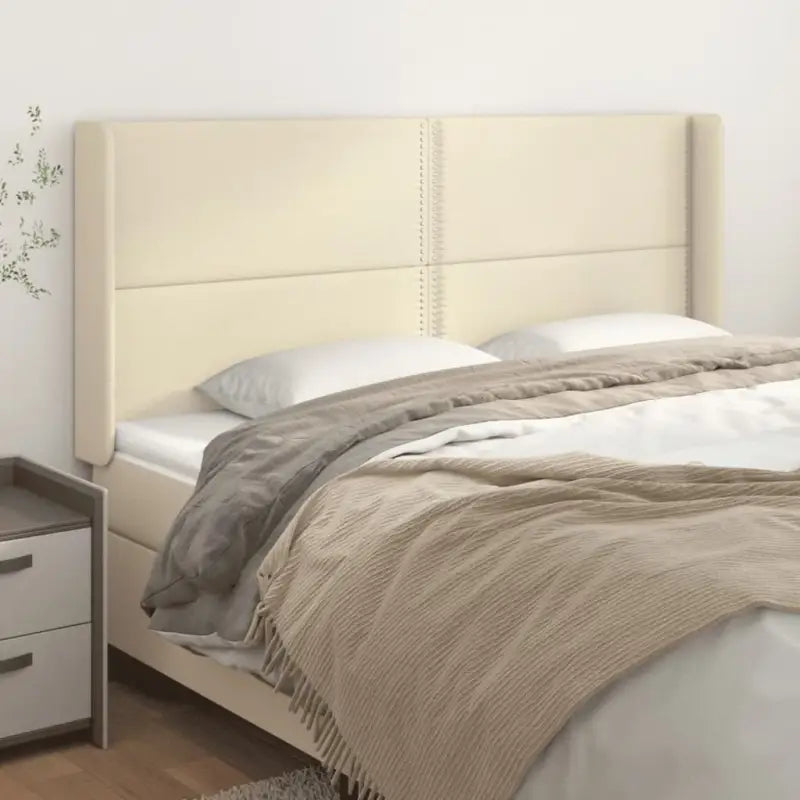 Hoofdborden en voetborden met hoogwaardig kunstleer levering bevat - Crème / 163 x 16 x 118/128 cm / 1 - Hoofdborden