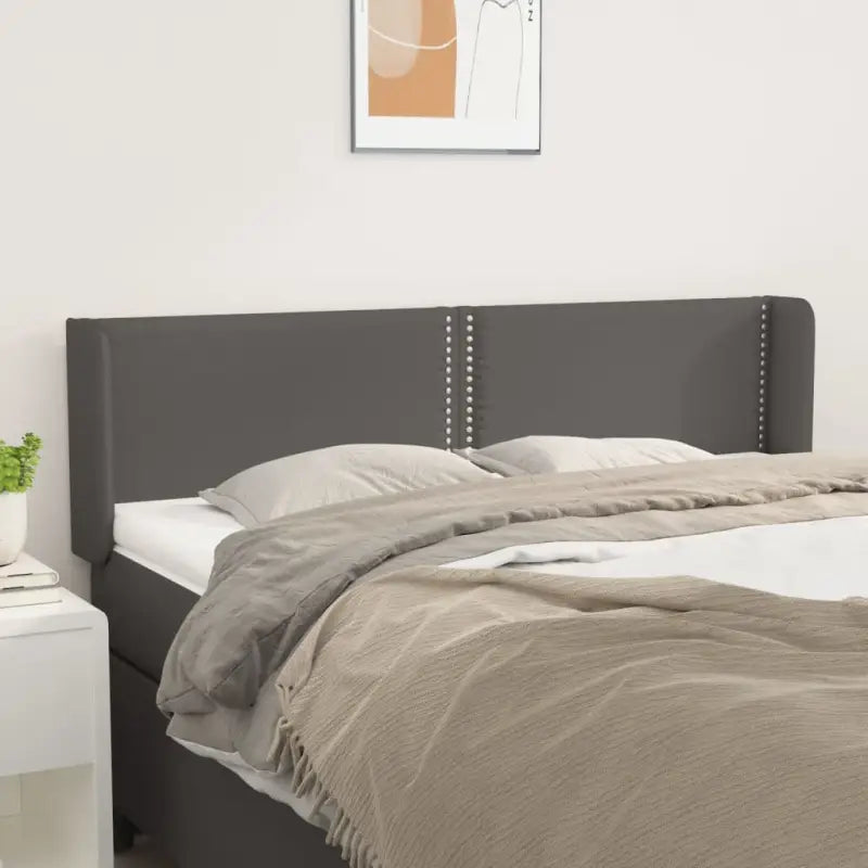 Hoofdborden en voetborden met hoogwaardig kunstleer levering bevat - Grijs / 147 x 16 x 78/88 cm / 1 - Hoofdborden