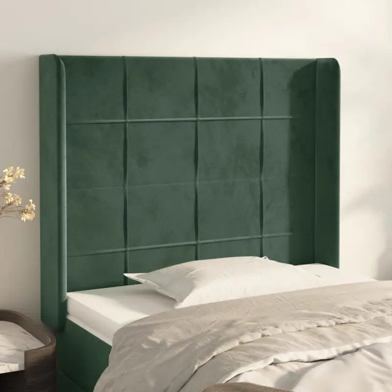 Hoofdborden en voetborden met levering bevat in zacht fluweel - Donkergroen / 103 x 16 x 118/128 cm / 1 - Hoofdborden