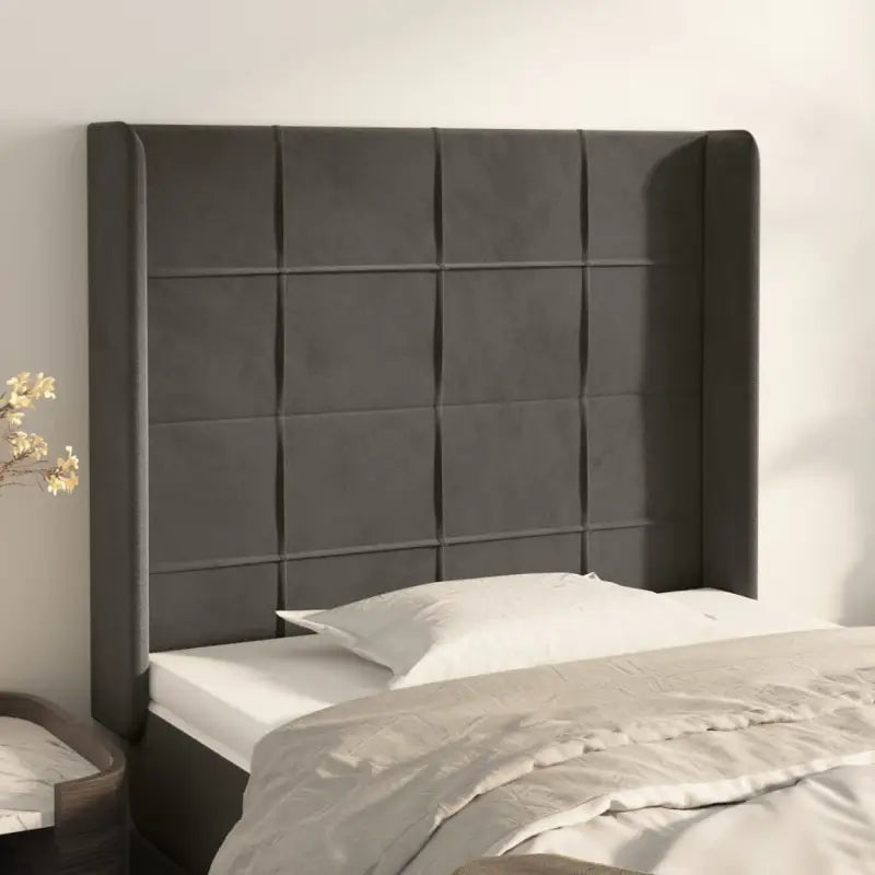 Hoofdborden en voetborden met levering bevat in zacht fluweel - Donkergrijs / 103 x 16 x 118/128 cm / 1 - Hoofdborden
