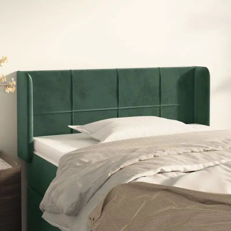 Hoofdborden en voetborden met levering bevat in zacht fluweel - Donkergroen / 103 x 16 x 78/88 cm / 1 - Hoofdborden