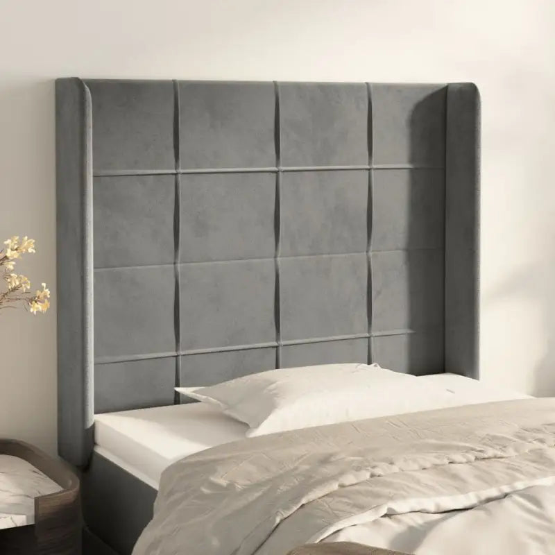 Hoofdborden en voetborden met levering bevat in zacht fluweel - Lichtgrijs / 93 x 16 x 118/128 cm / 1 - Hoofdborden