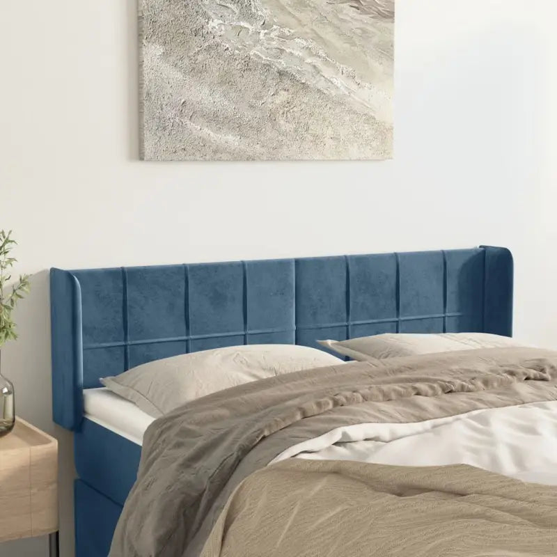 Hoofdborden en voetborden met levering bevat in zacht fluweel - Donkerblauw / 147 x 16 x 78/88 cm / 1 - Hoofdborden