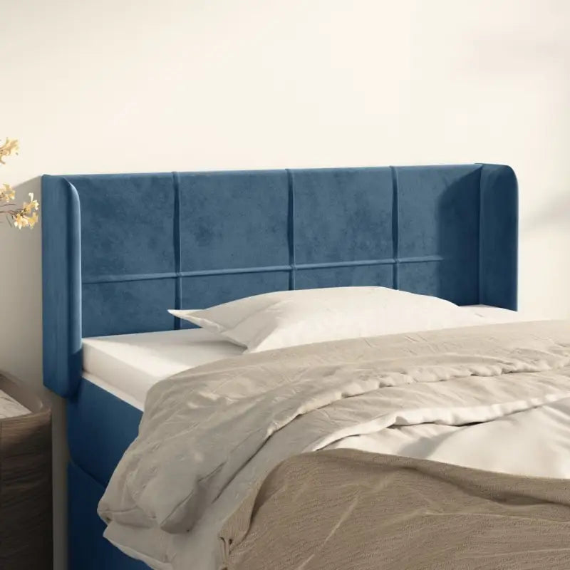 Hoofdborden en voetborden met levering bevat in zacht fluweel - Donkerblauw / 93 x 16 x 78/88 cm / 1 - Hoofdborden