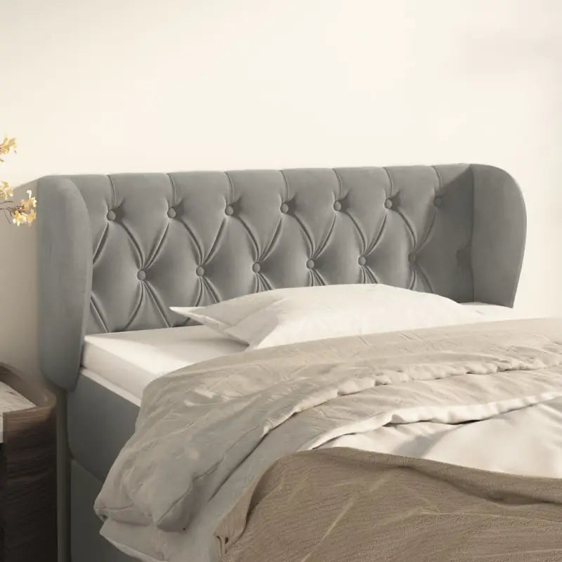 Hoofdborden en voetborden met levering bevat in zacht fluweel design - Lichtgrijs / 103 x 23 x 78/88 cm / 1