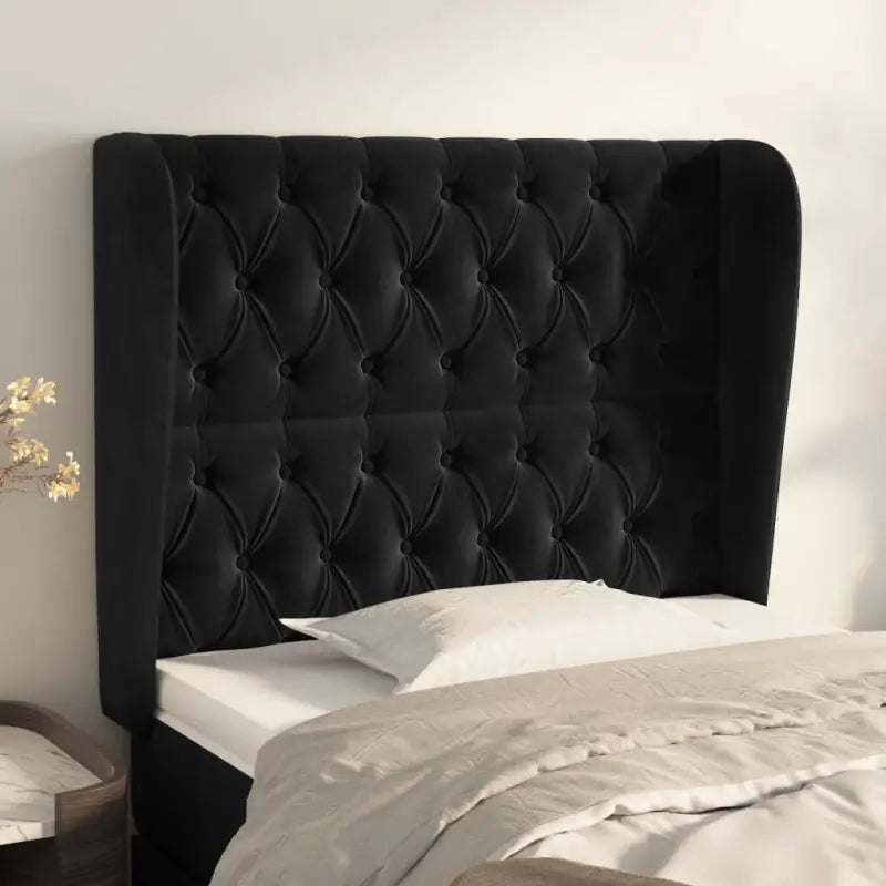 Hoofdborden en voetborden met levering bevat in zacht fluweel design - Zwart / 103 x 23 x 118/128 cm / 1 - Hoofdborden
