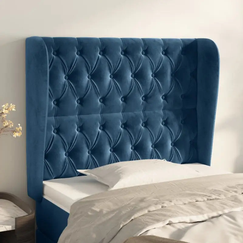 Hoofdborden en voetborden met levering bevat in zacht fluweel design - Donkerblauw / 93 x 23 x 118/128 cm / 1