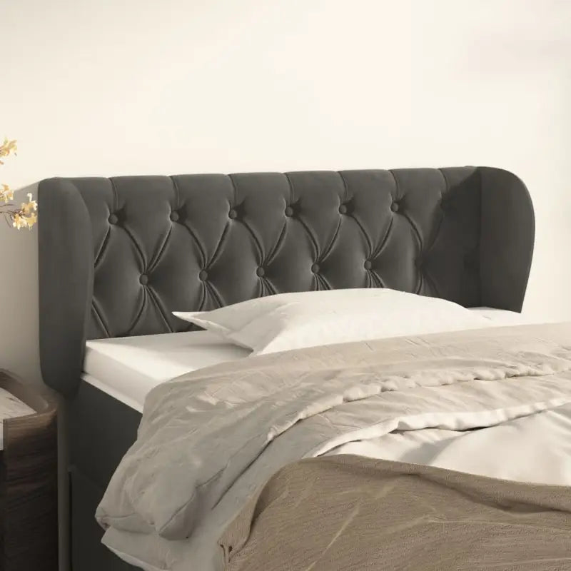 Hoofdborden en voetborden met levering bevat in zacht fluweel design - Donkergrijs / 93 x 23 x 78/88 cm / 1