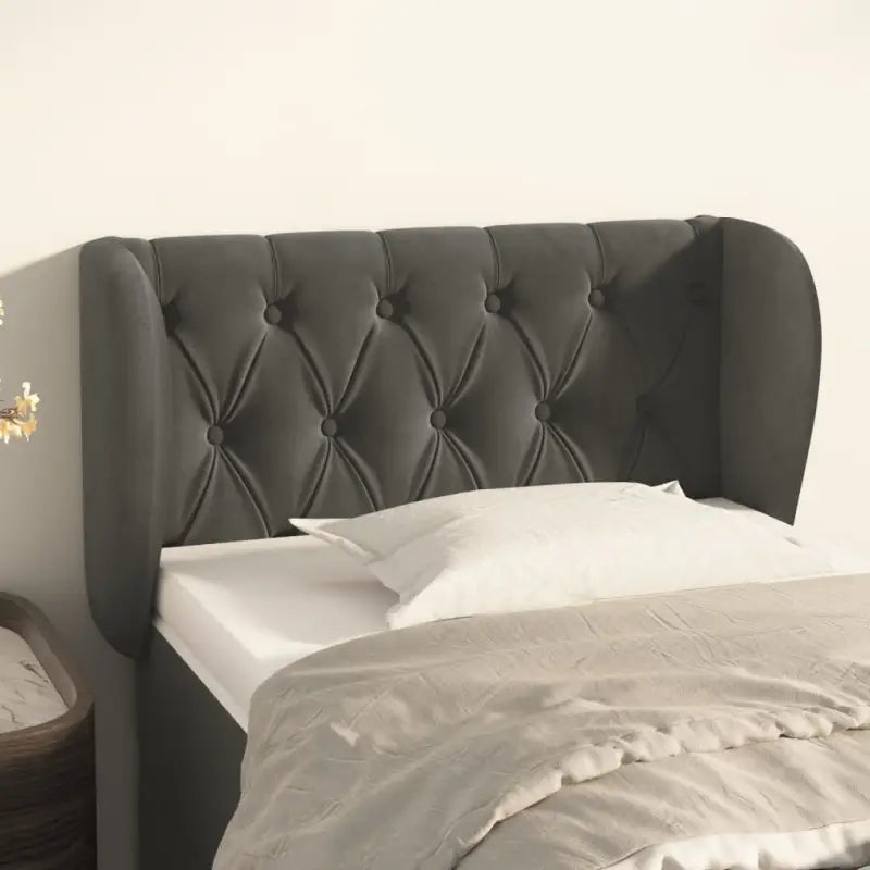 Hoofdborden en voetborden met levering bevat in zacht fluweel design - Donkergrijs / 83 x 23 x 78/88 cm / 1