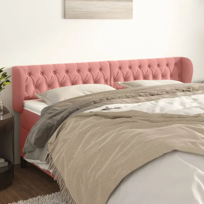 Hoofdborden en voetborden met levering bevat in zacht fluweel design - Roze / 183 x 23 x 78/88 cm / 1 - Hoofdborden