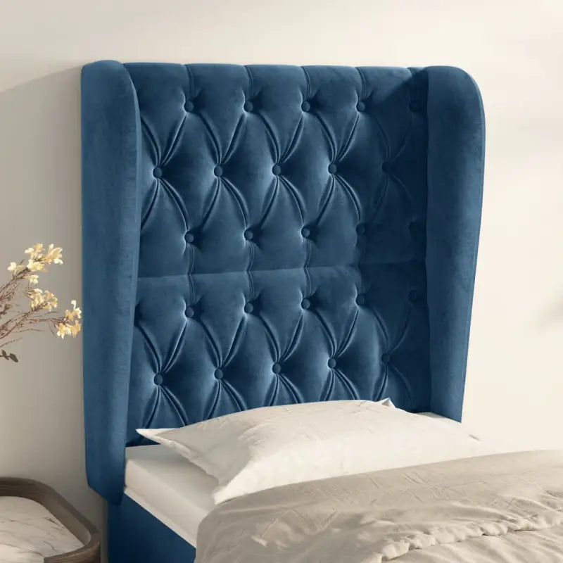 Hoofdborden en voetborden met levering bevat in zacht fluweel design - Donkerblauw / 83 x 23 x 118/128 cm / 1