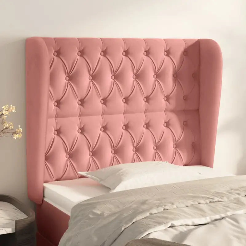 Hoofdborden en voetborden met levering bevat in zacht fluweel design - Roze / 103 x 23 x 118/128 cm / 1 - Hoofdborden