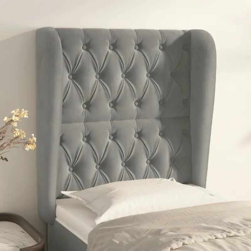 Hoofdborden en voetborden met levering bevat in zacht fluweel design - Lichtgrijs / 83 x 23 x 118/128 cm / 1