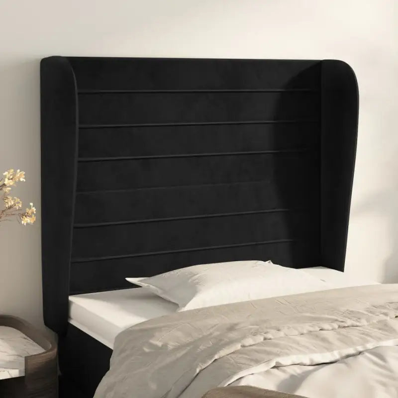 Hoofdborden en voetborden met levering bevat in zacht fluweel ontwerp - Zwart / 83 x 23 x 118/128 cm / 1 - Hoofdborden