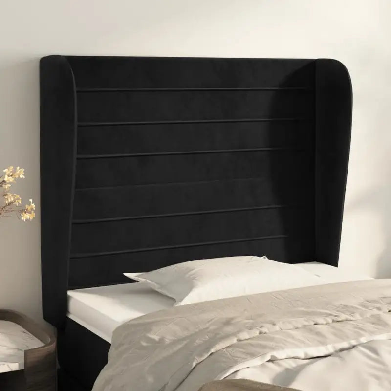 Hoofdborden en voetborden met levering bevat in zacht fluweel ontwerp - Zwart / 103 x 23 x 118/128 cm / 1 - Hoofdborden