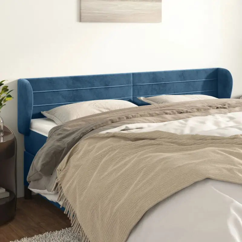 Hoofdborden en voetborden met levering bevat in zacht fluweel ontwerp - Donkerblauw / 163 x 23 x 78/88 cm / 1