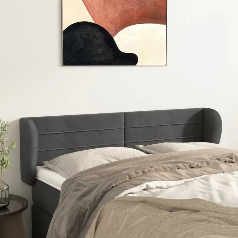 Hoofdborden en voetborden met levering bevat in zacht fluweel ontwerp - Donkergrijs / 147 x 23 x 78/88 cm / 1