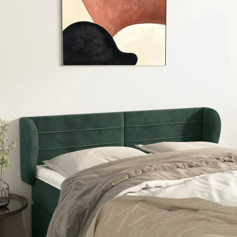 Hoofdborden en voetborden met levering bevat in zacht fluweel ontwerp - Donkergroen / 147 x 23 x 78/88 cm / 1