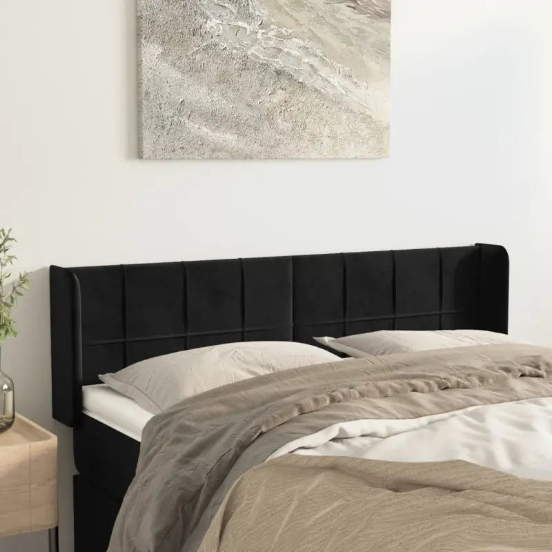 Hoofdborden en voetborden met levering bevat in zacht fluweel - Zwart / 147 x 16 x 78/88 cm / 1 - Hoofdborden