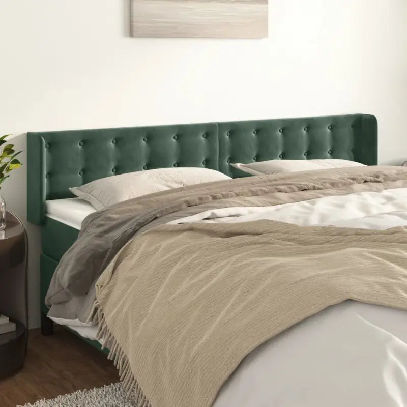 Hoofdborden en voetborden met luxe fluweel levering bevat - Donkergroen / 203 x 16 x 78/88 cm / 1 - Hoofdborden
