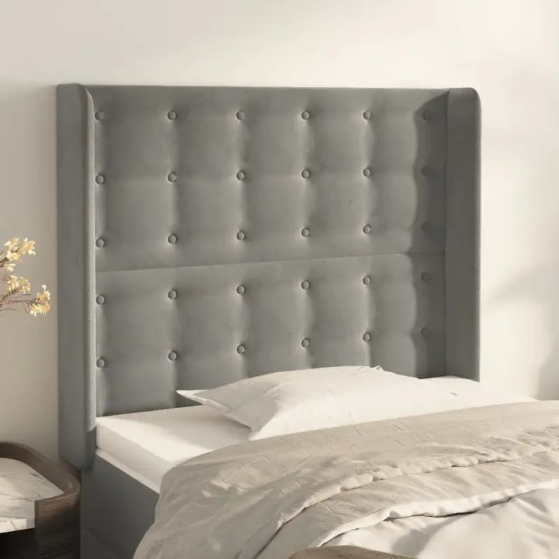 Hoofdborden en voetborden met luxe fluweel levering bevat - Lichtgrijs / 103 x 16 x 118/128 cm / 1 - Hoofdborden