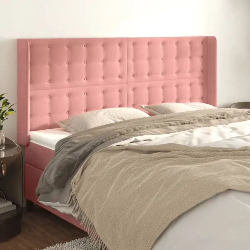 Hoofdborden en voetborden met luxe fluweel levering bevat - Roze / 163 x 16 x 118/128 cm / 1 - Hoofdborden en voetborden