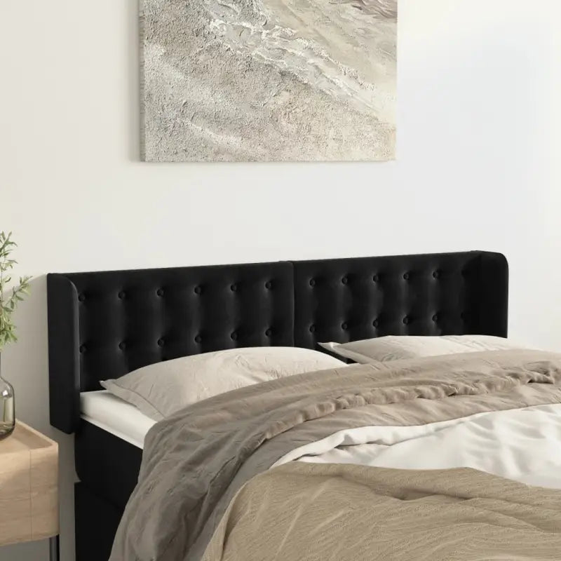 Hoofdborden en voetborden met luxe fluweel levering bevat - Zwart / 147 x 16 x 78/88 cm / 1 - Hoofdborden en voetborden