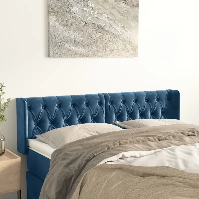 Hoofdborden en voetborden met zachte fluweel levering bevat - Donkerblauw / 147 x 16 x 78/88 cm / 1 - Hoofdborden