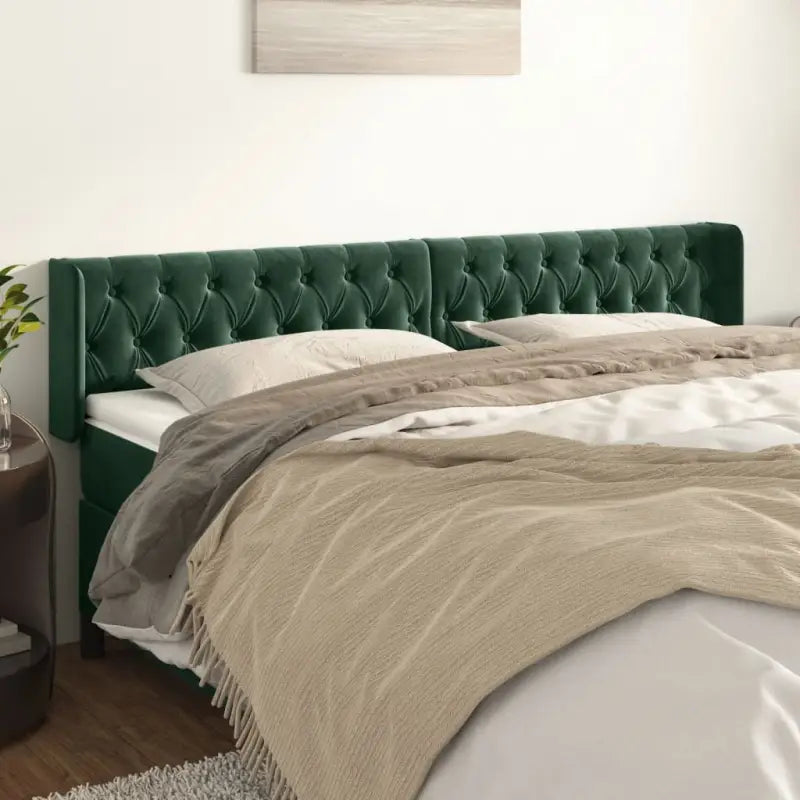 Hoofdborden en voetborden met zachte fluweel levering bevat - Donkergroen / 183 x 16 x 78/88 cm / 1 - Hoofdborden