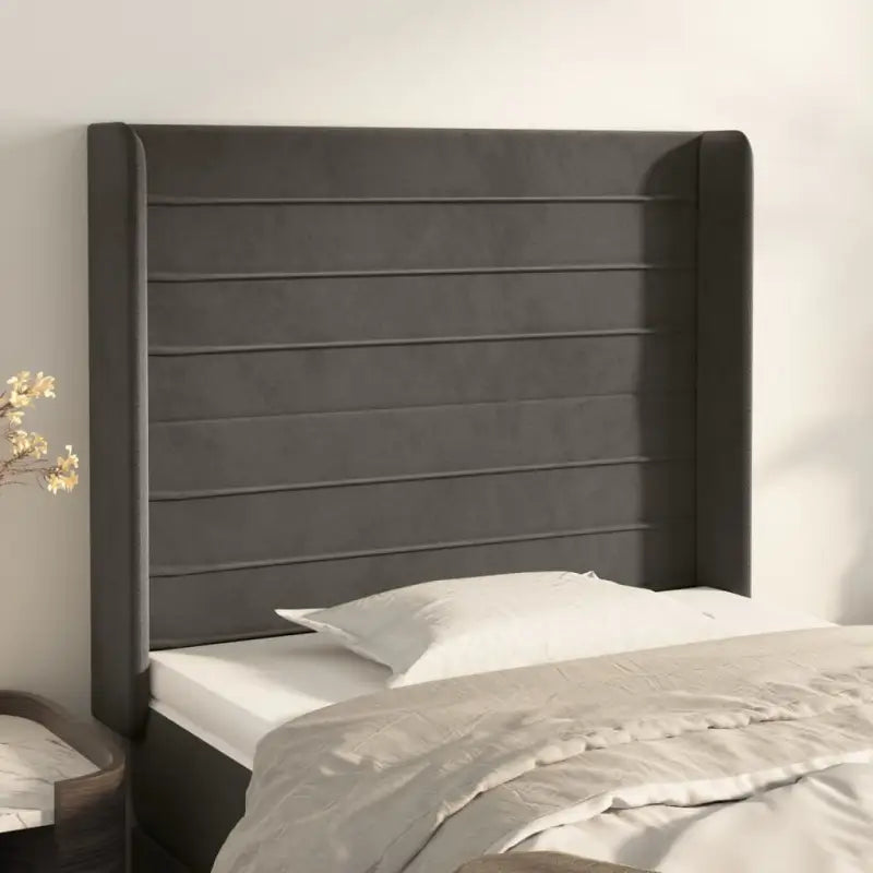 Hoofdborden en voetborden met zachte fluweel levering bevat - Donkergrijs / 93 x 16 x 118/128 cm / 1 - Hoofdborden