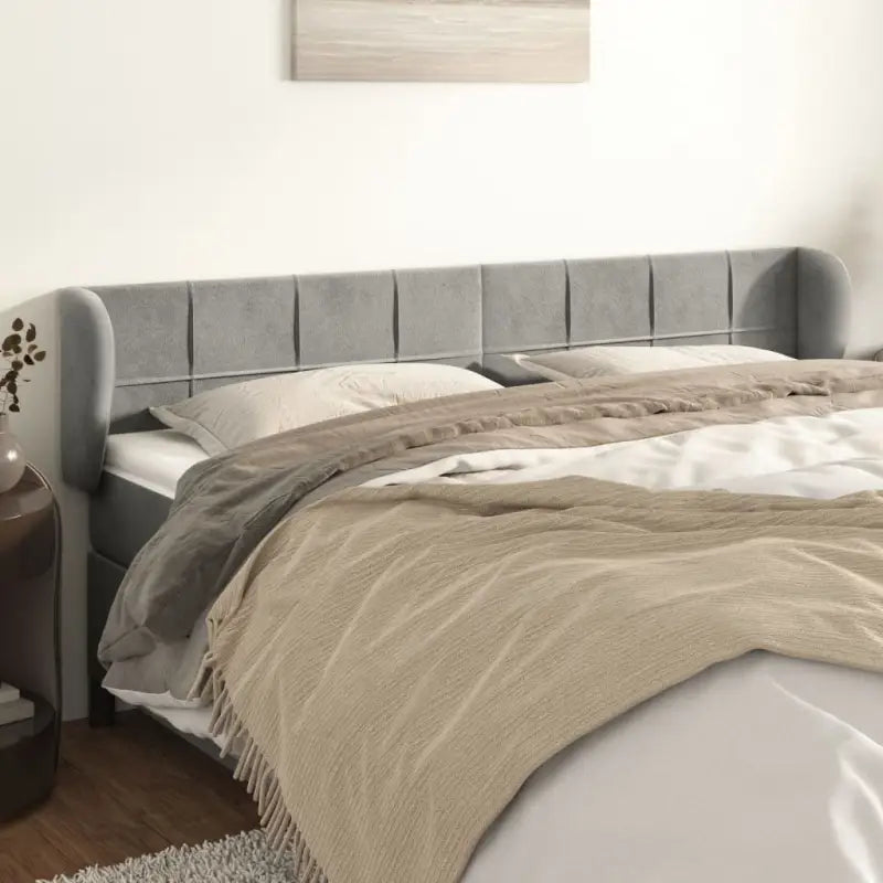 Hoofdborden en voetborden met zachte fluweel levering bevat - Lichtgrijs / 163 x 23 x 78/88 cm / 1 - Hoofdborden
